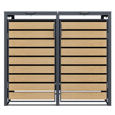 Double Wheelie Bin Store by Garden Guard - Premium Range Storage in Wood Effect