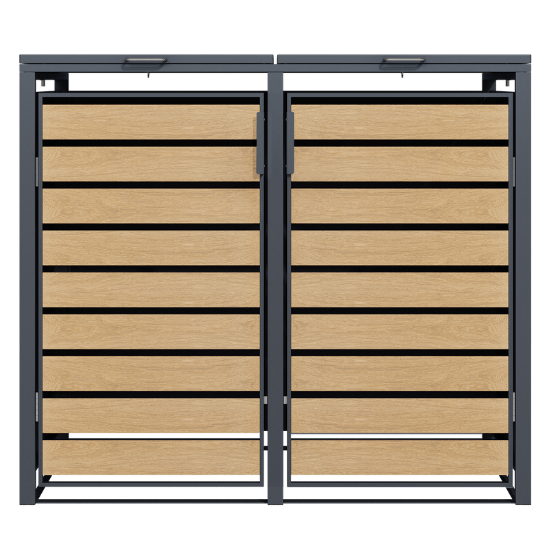 Double Wheelie Bin Store by Garden Guard - Premium Range Storage in Wood Effect