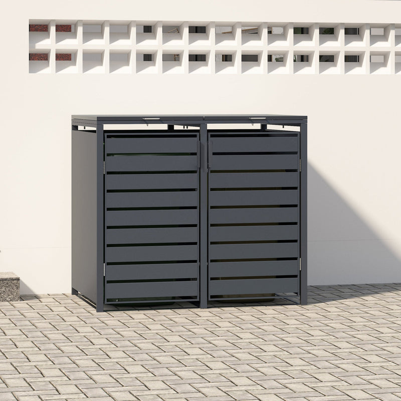 Double Wheelie Bin Store by Garden Guard - Premium Range Storage in Anthracite Grey