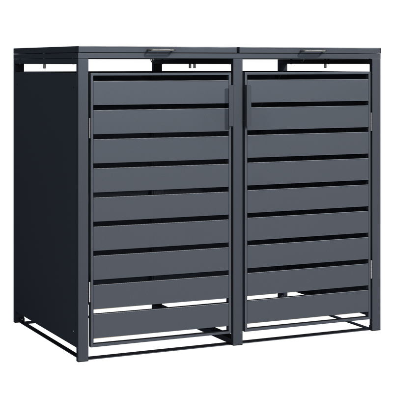 Double Wheelie Bin Store by Garden Guard - Premium Range Storage in Anthracite Grey