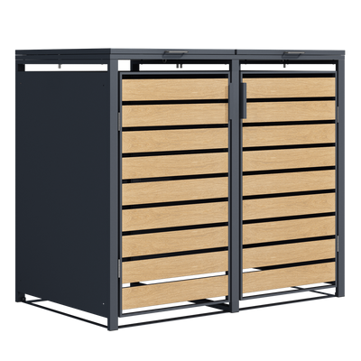 Double Wheelie Bin Store by Garden Guard - Premium Range Storage in Wood Effect