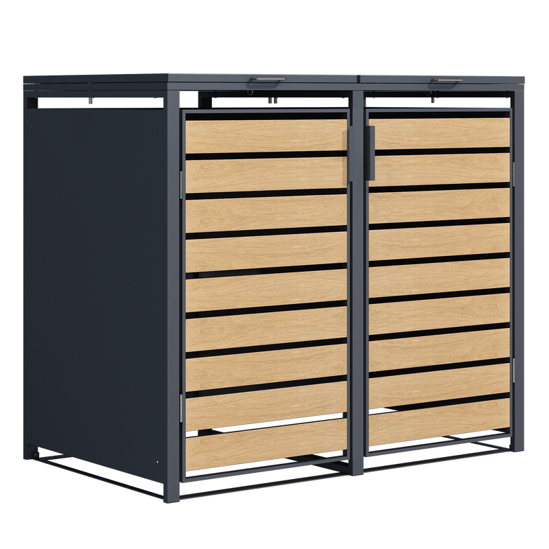 Double Wheelie Bin Store by Garden Guard - Premium Range Storage in Wood Effect