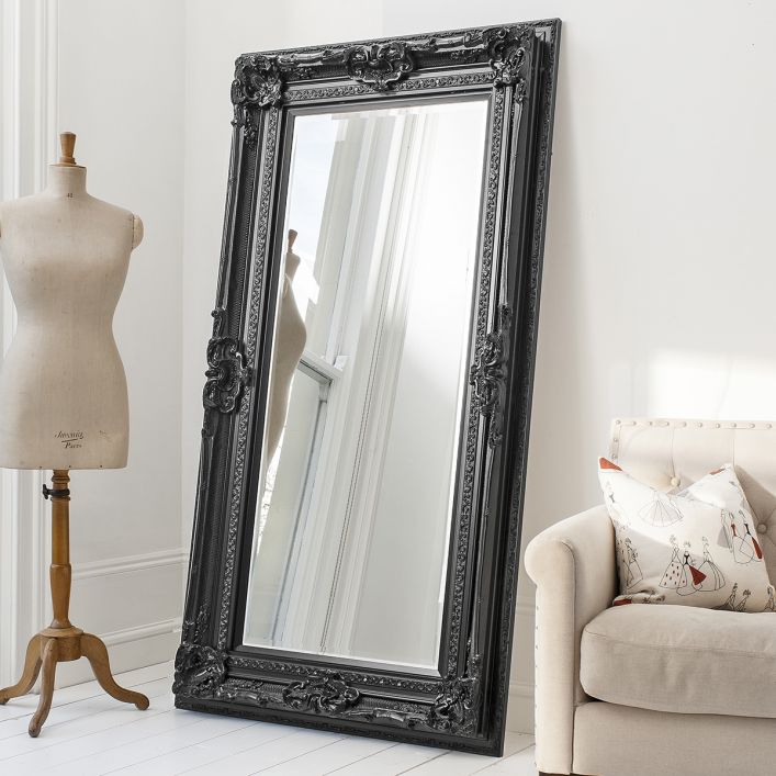 Valois Leaner Mirror Black 1825x960mm