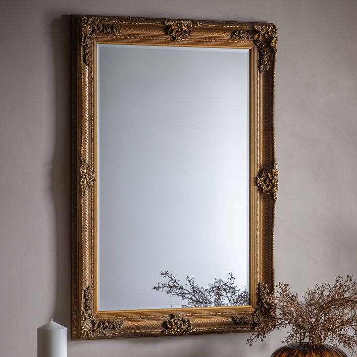 Abbey Rectangle Mirror Gold 1095x790mm