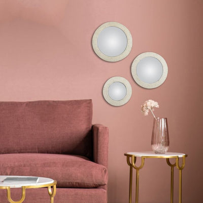 Greyson Convex Mirror Distressed White (Set of 3)