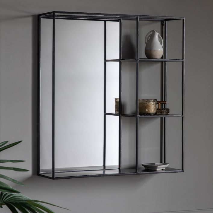 Bassan Mirror Shelf Black 600x120x650mm