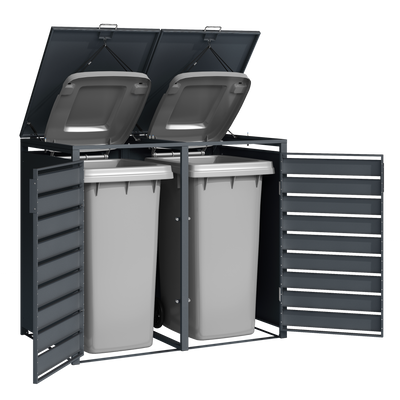 Double Wheelie Bin Store by Garden Guard - Premium Range Storage in Wood Effect