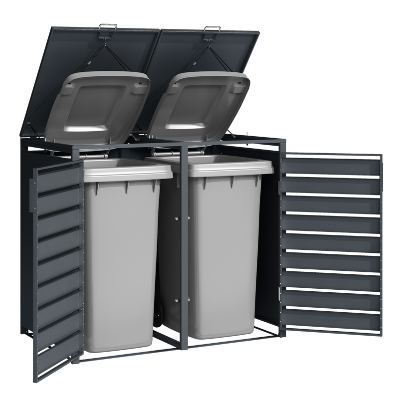Double Wheelie Bin Store by Garden Guard - Premium Range Storage in Wood Effect
