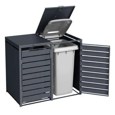 Double Wheelie Bin Store by Garden Guard - Premium Range Storage in Anthracite Grey