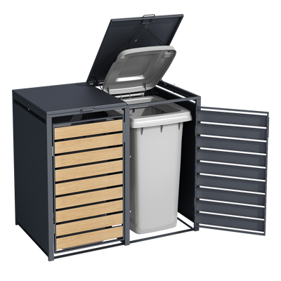 Double Wheelie Bin Store by Garden Guard - Premium Range Storage in Wood Effect