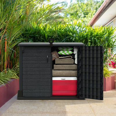 Duramax StoreAway Cedargrain Plastic Garden Storage Box - 850L - Grey