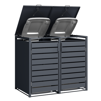 Double Wheelie Bin Store by Garden Guard - Premium Range Storage in Anthracite Grey