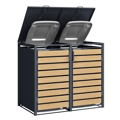 Double Wheelie Bin Store by Garden Guard - Premium Range Storage in Wood Effect