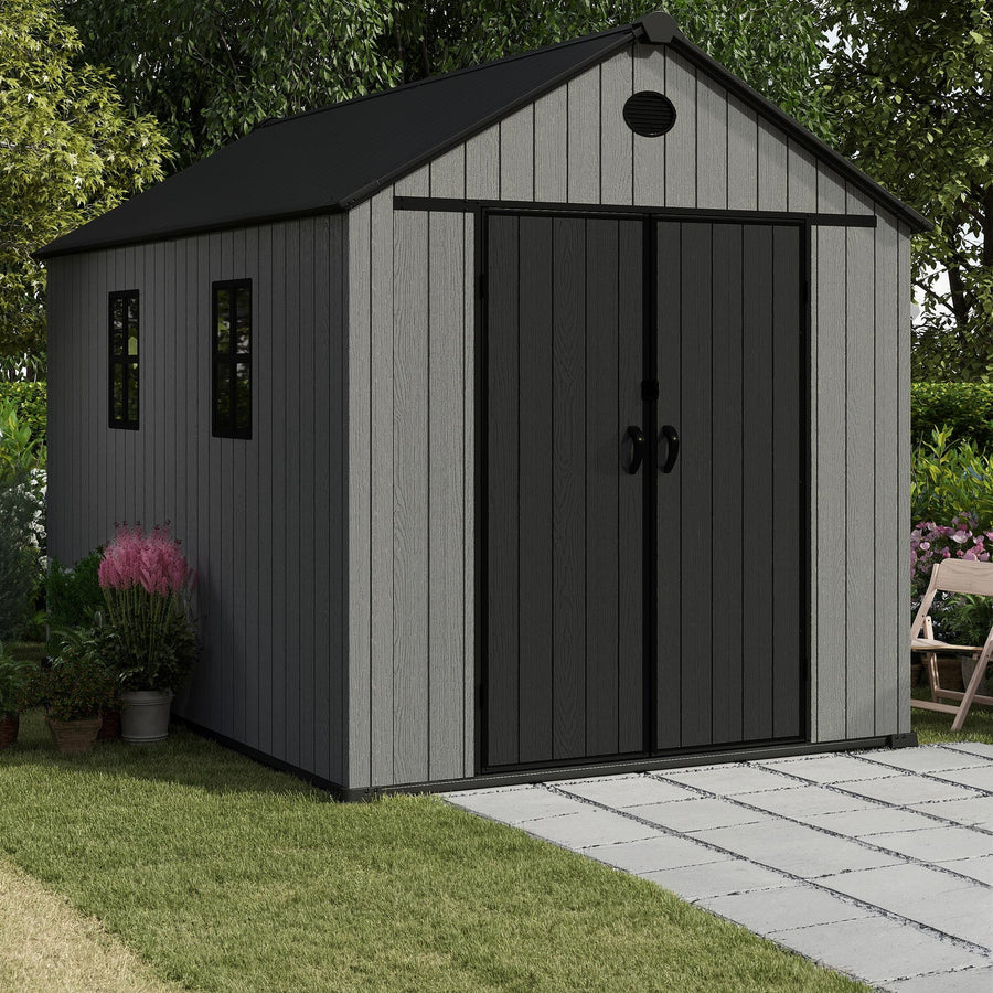 Gray DesperadoⅢ (157cm) 16-17 Pro Grade 8ft x 12ft Premium Plastic Double Door Garden Shed