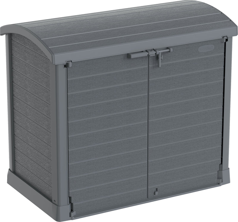 Duramax StoreAway Cedargrain Plastic Garden Storage Box - 1200L Arc Lid - Grey