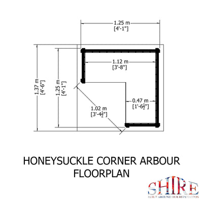 Shire Honeysuckle Corner Arbour 4ft x 4ft - Pressure Treated
