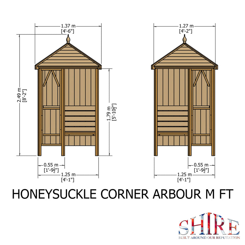 Shire Honeysuckle Corner Arbour 4ft x 4ft - Pressure Treated