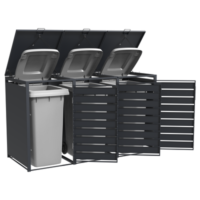 Triple Wheelie Bin Store by Garden Guard - Premium Range Storage in Anthracite Grey