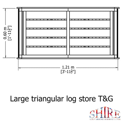 Shire Large Tongue and Groove  4ft x 2ft Triangular Log Store - Pressure Treated