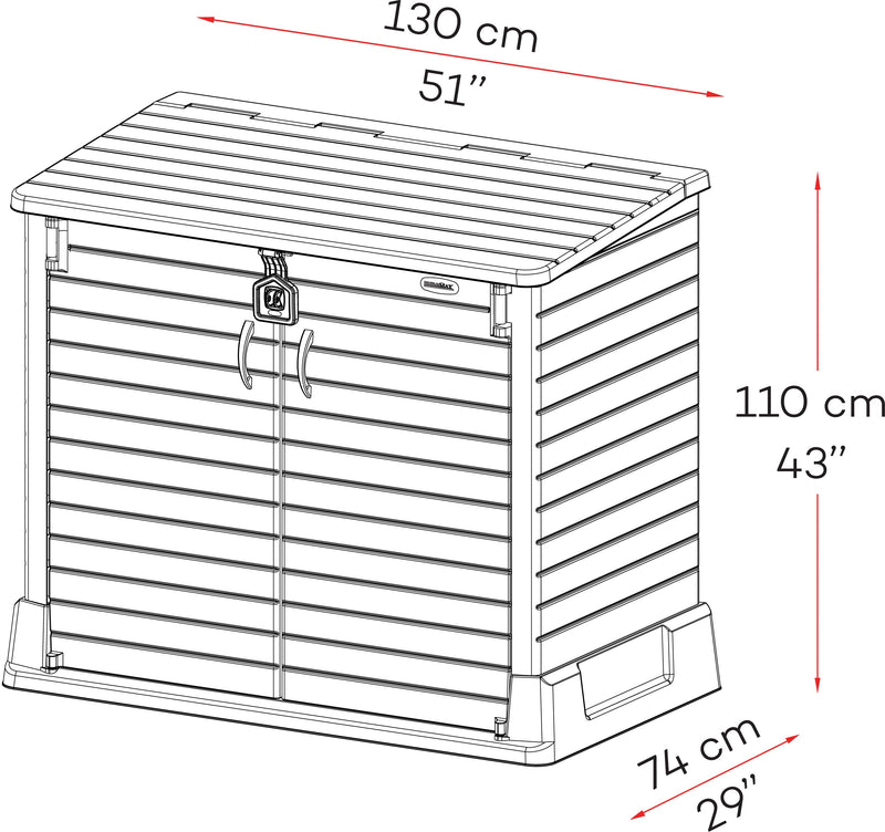 Duramax StoreAway Cedargrain Plastic Garden Storage Box - 850L - Grey