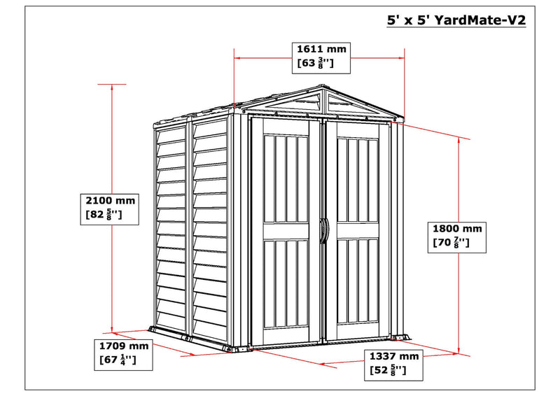 Duramax YardMate Plus - 5ft x 5ft Plastic Garden Shed in Grey