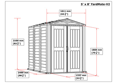 Duramax YardMate Plus - 5ft x 8ft Plastic Garden Shed in Grey