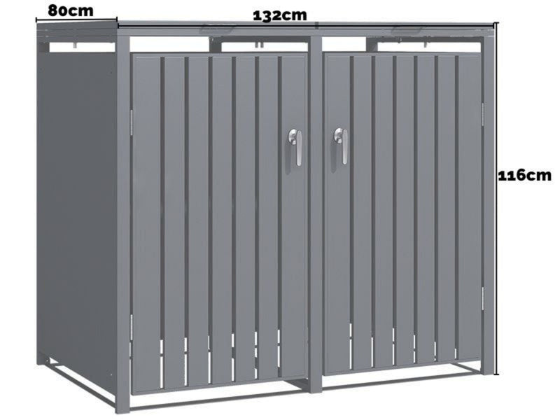 Anthracite Grey Wheelie Bin Storage - Double Bin Store