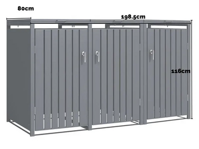 Anthracite Grey Wheelie Bin Storage - Triple Bin Store