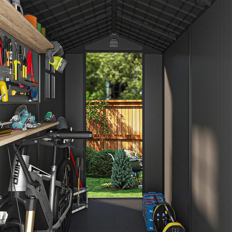 Pro Grade 4ft x 6ft Premium Plastic Garden Shed - Grey Wood Touch Texture