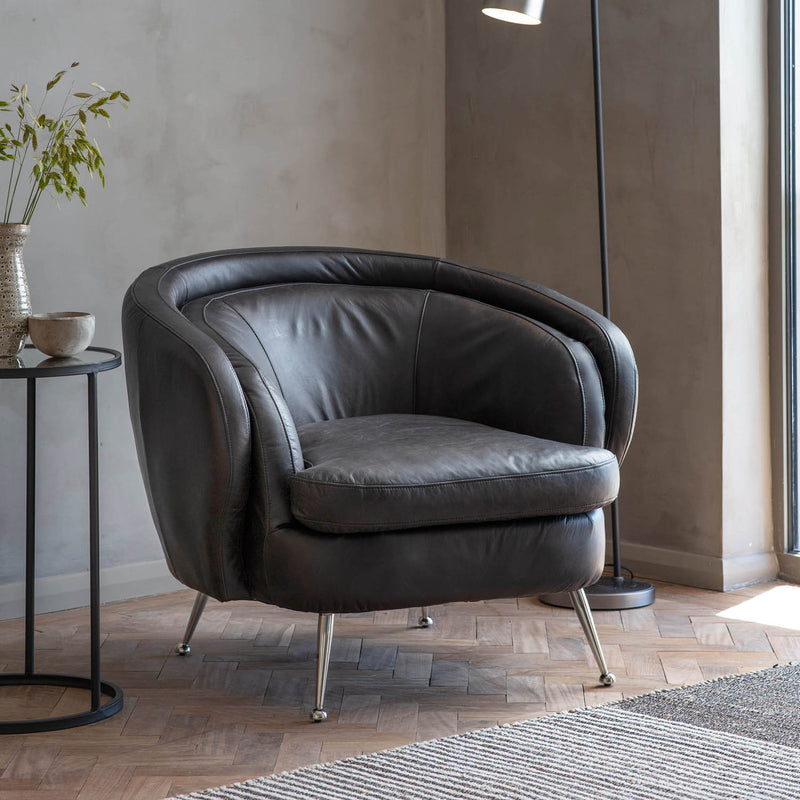 Gallery Interiors Tesoro Tub Chair Black Leather