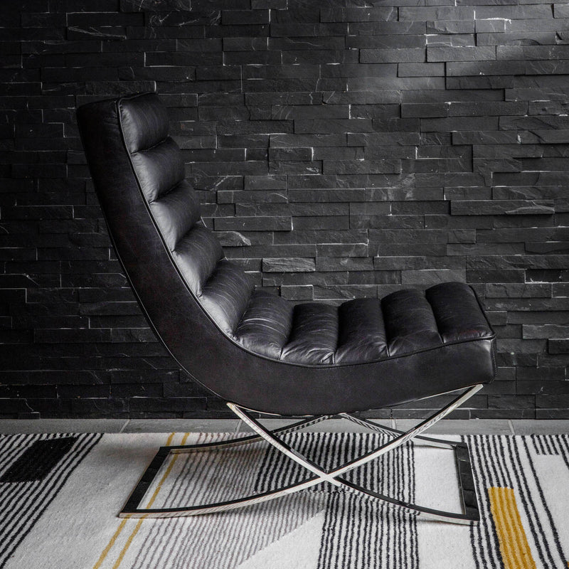 Gallery Interiors Cassino Lounger Black Leather