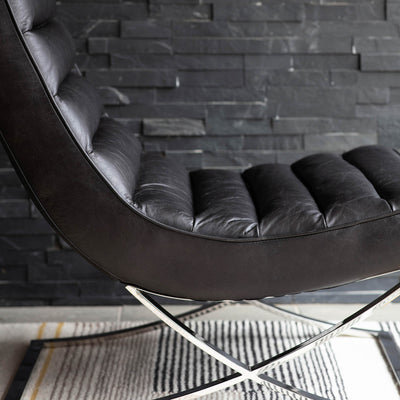 Gallery Interiors Cassino Lounger Black Leather