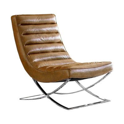 Gallery Interiors Cassino Lounger Brown Leather