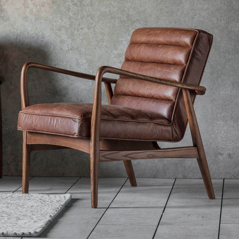 Gallery Interiors Datsun Armchair Vintage Brown Leather