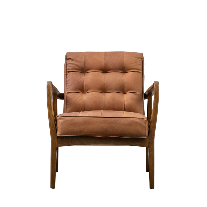 Gallery Interiors Humber Armchair Vintage Brown Leather