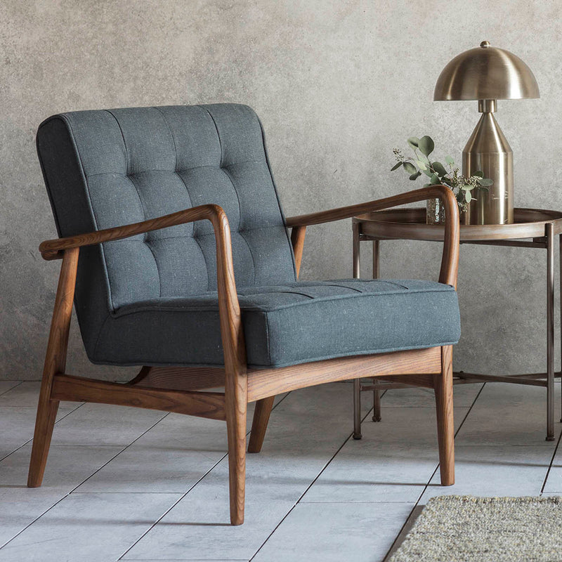 Gallery Interiors Humber Armchair Dark Grey Linen