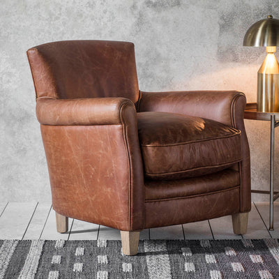 Gallery Interiors Mr. Paddington Chair Vintage Brown Leather