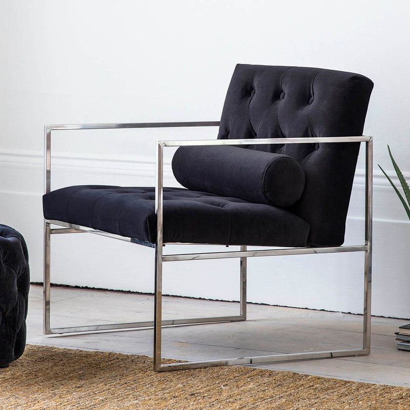 Gallery Interiors Sergio Armchair Jet Velvet