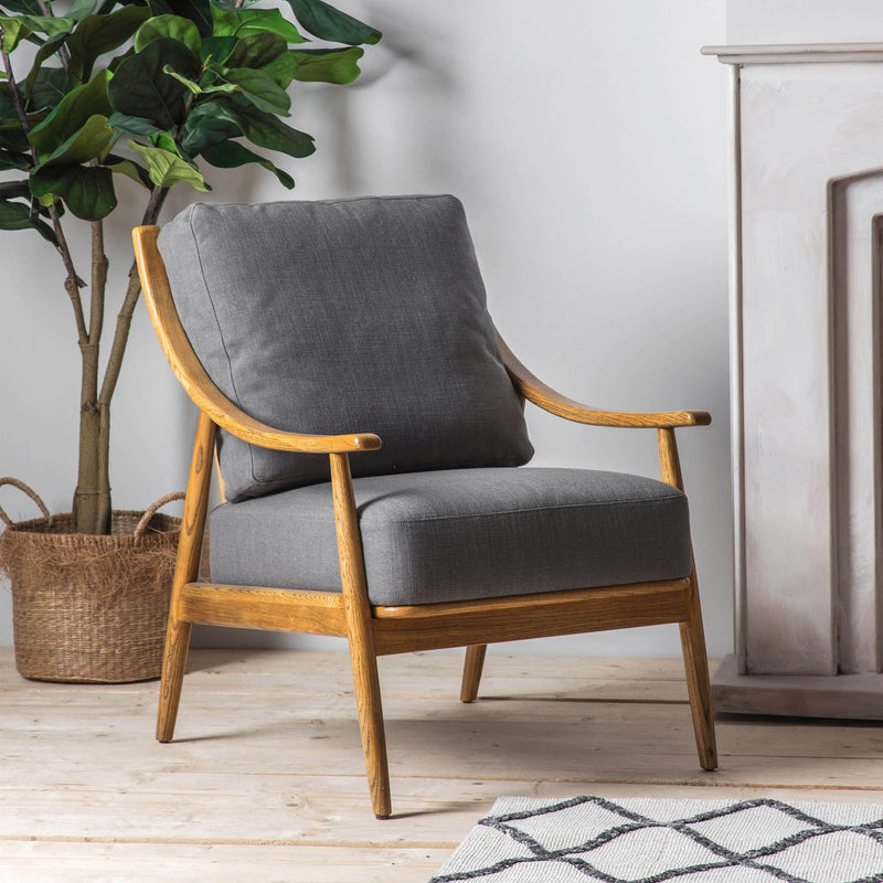 Gallery Interiors Reliant Armchair Dark Grey Linen