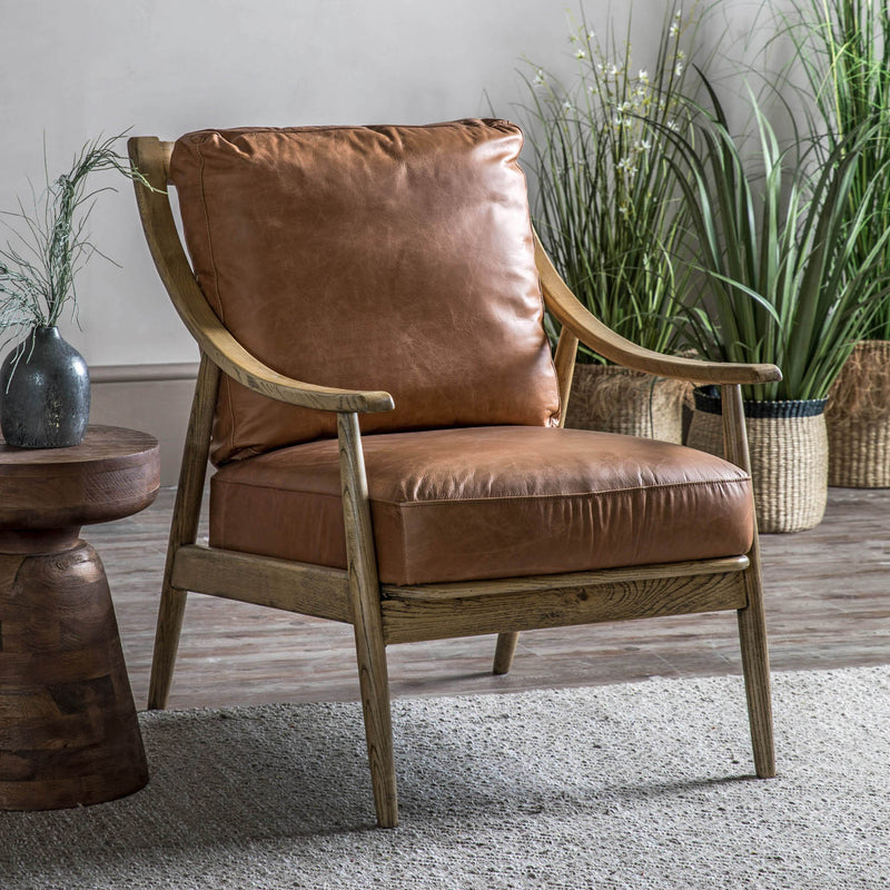 Gallery Interiors Reliant Armchair Brown Leather