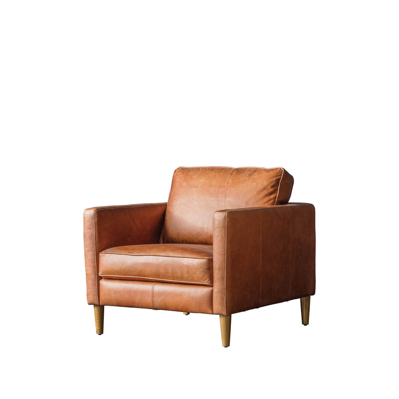 Gallery Interiors Osborne Armchair Vintage Brown Leather