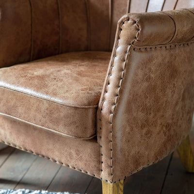 Gallery Interiors Hickman Armchair Brown Leather