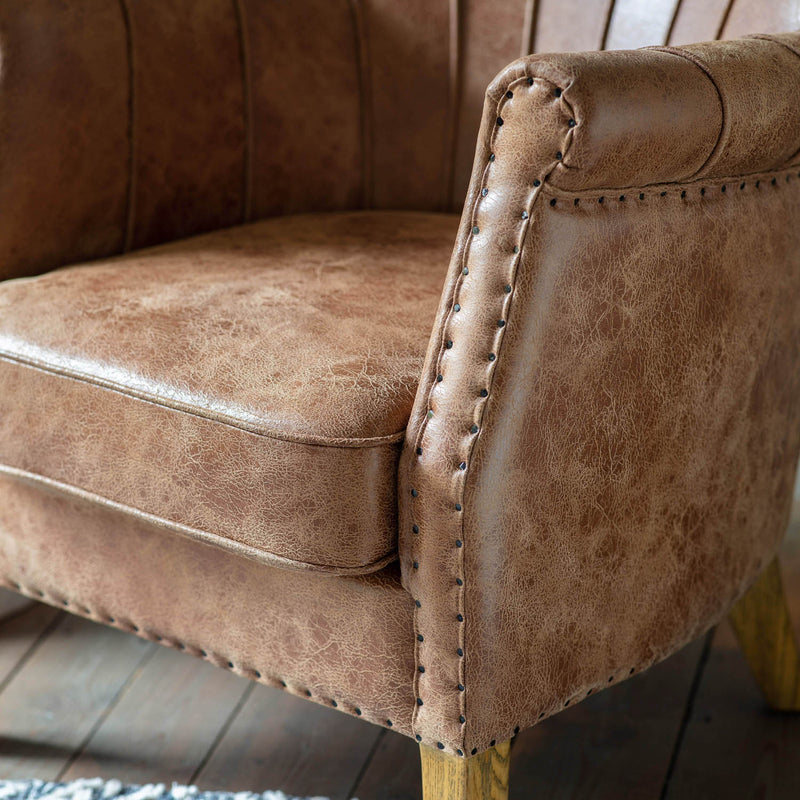 Gallery Interiors Hickman Armchair Brown Leather