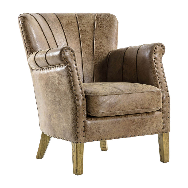 Gallery Interiors Hickman Armchair Brown Leather