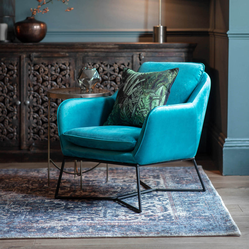 Gallery Interiors Lucca Chair Teal Velvet