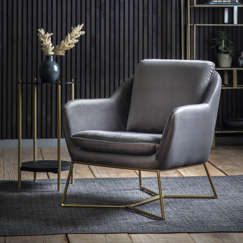 Gallery Interiors Lucca Chair Charcoal Velvet