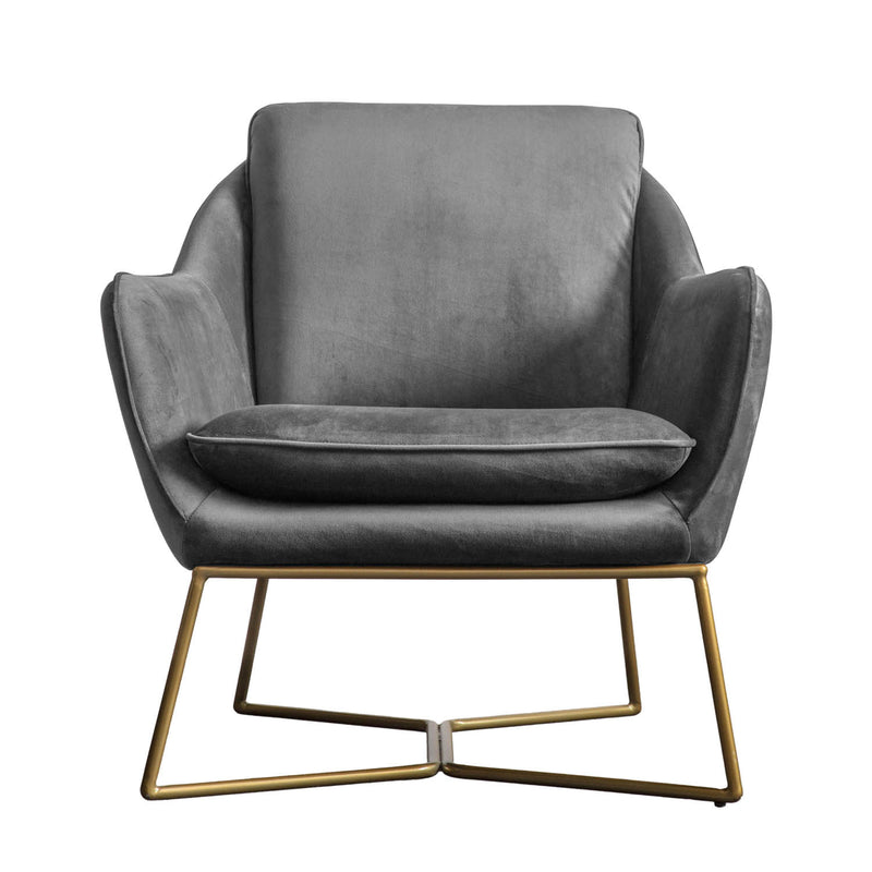 Gallery Interiors Lucca Chair Charcoal Velvet