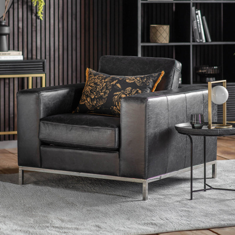 Gallery Interiors Verona Armchair Black Leather