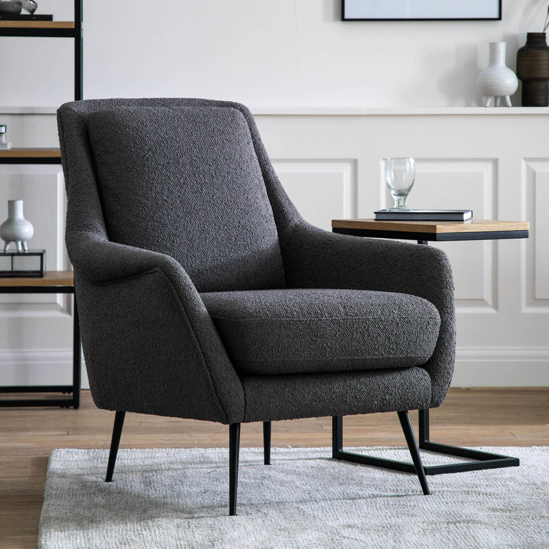Gallery Interiors Brompton Armchair Dark Grey Linen