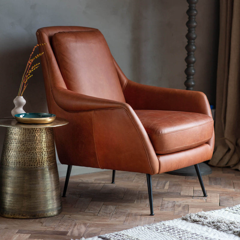 Gallery Interiors Brompton Armchair Brown Leather